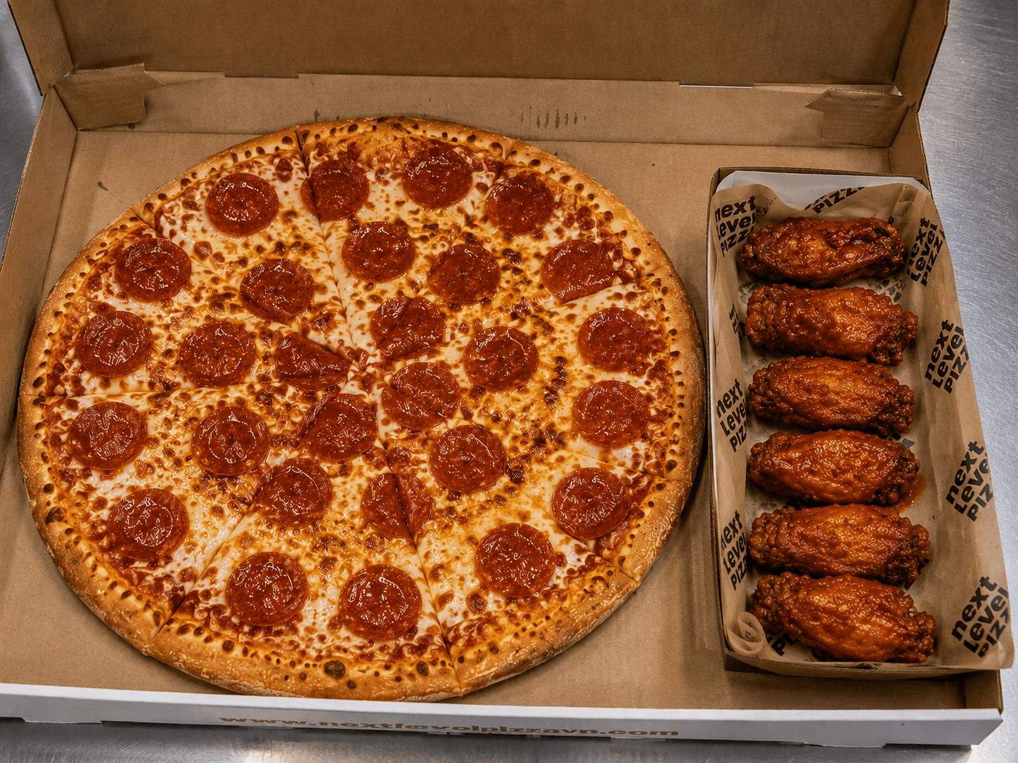 Medium 1-Topping Pizza + 6 Wings